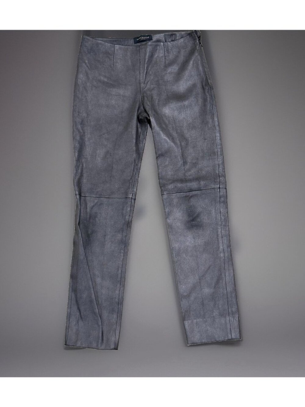 Piazza Sempione Lamb Leather Pants Steel Gray Side Zipper Ankle Fit IT 40 US 4